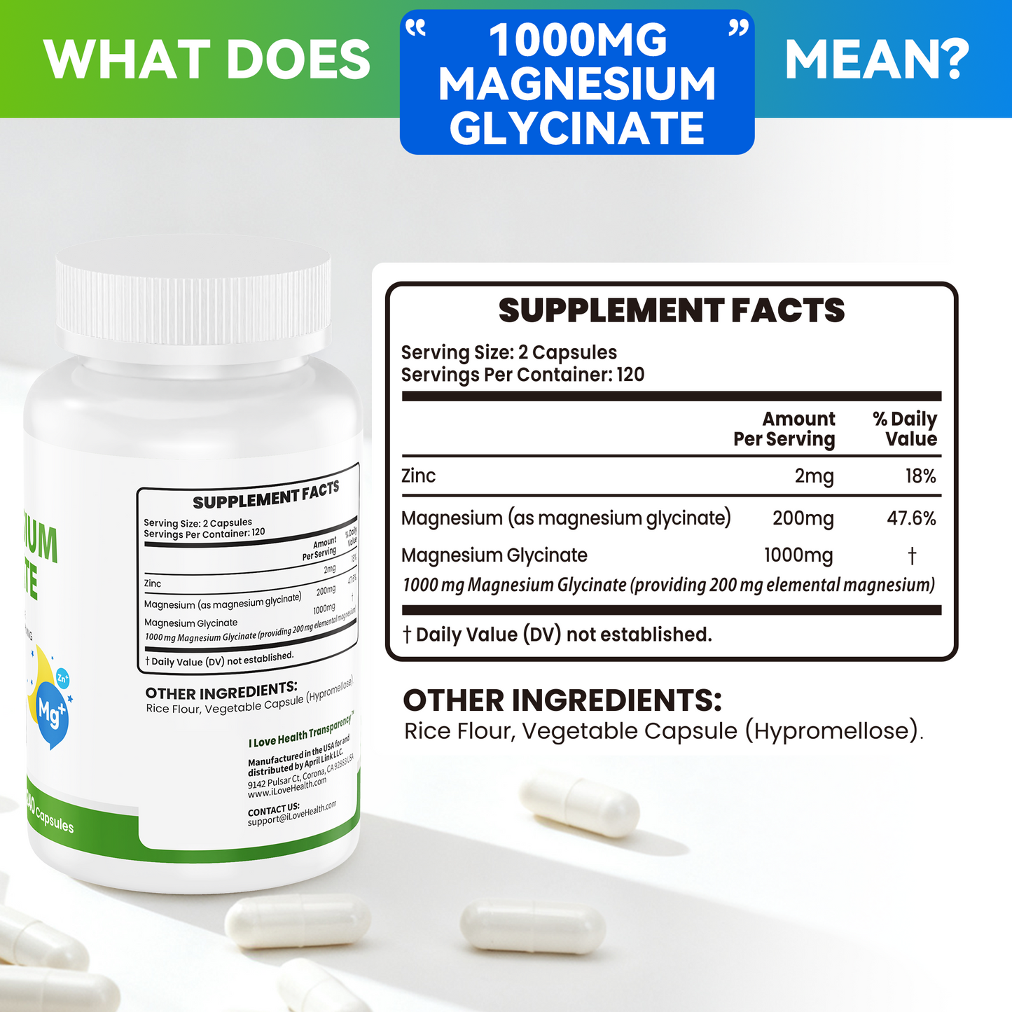 Magnesium Glycinate – 240 Capsules – High Absorption Magnesium Supplement – Gentle on Stomach – Made in USA