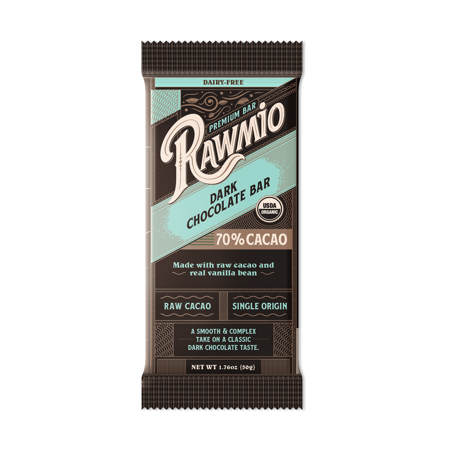 Premium Dark Chocolate Bar with Vanilla Bean - 70% Cacao