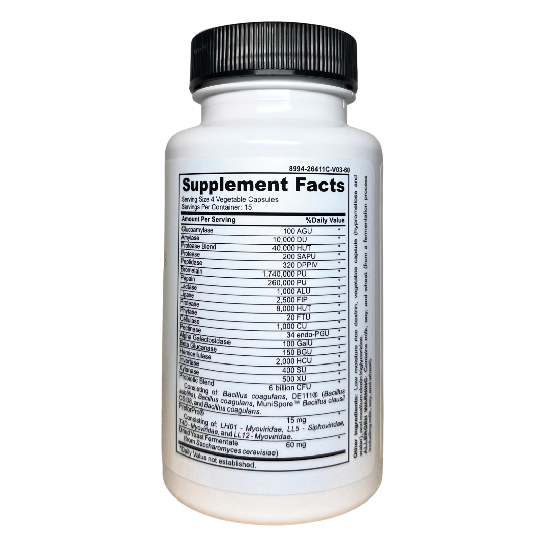 FODMAP Digestive Enzymes + Prebiotics + Probiotics + Postbiotics Gut Friendly Low FODMAP MD PhD Formulated